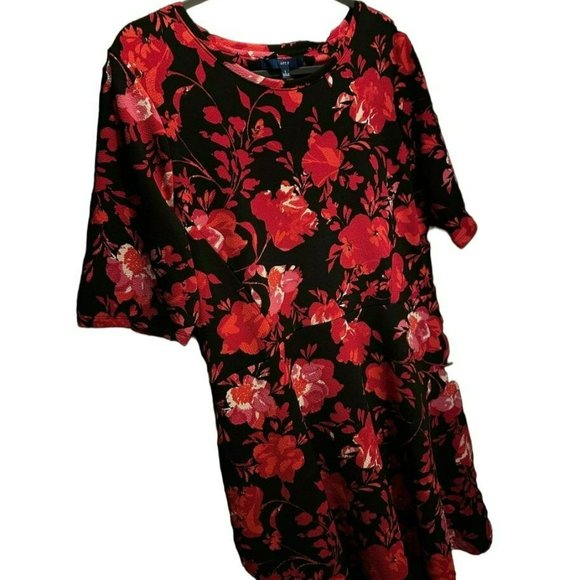 NWT APT. 9 Ladies Floral, Abstract, Bright Mid Sleeve Stretchy Dress SZ Large - Picture 5 of 9